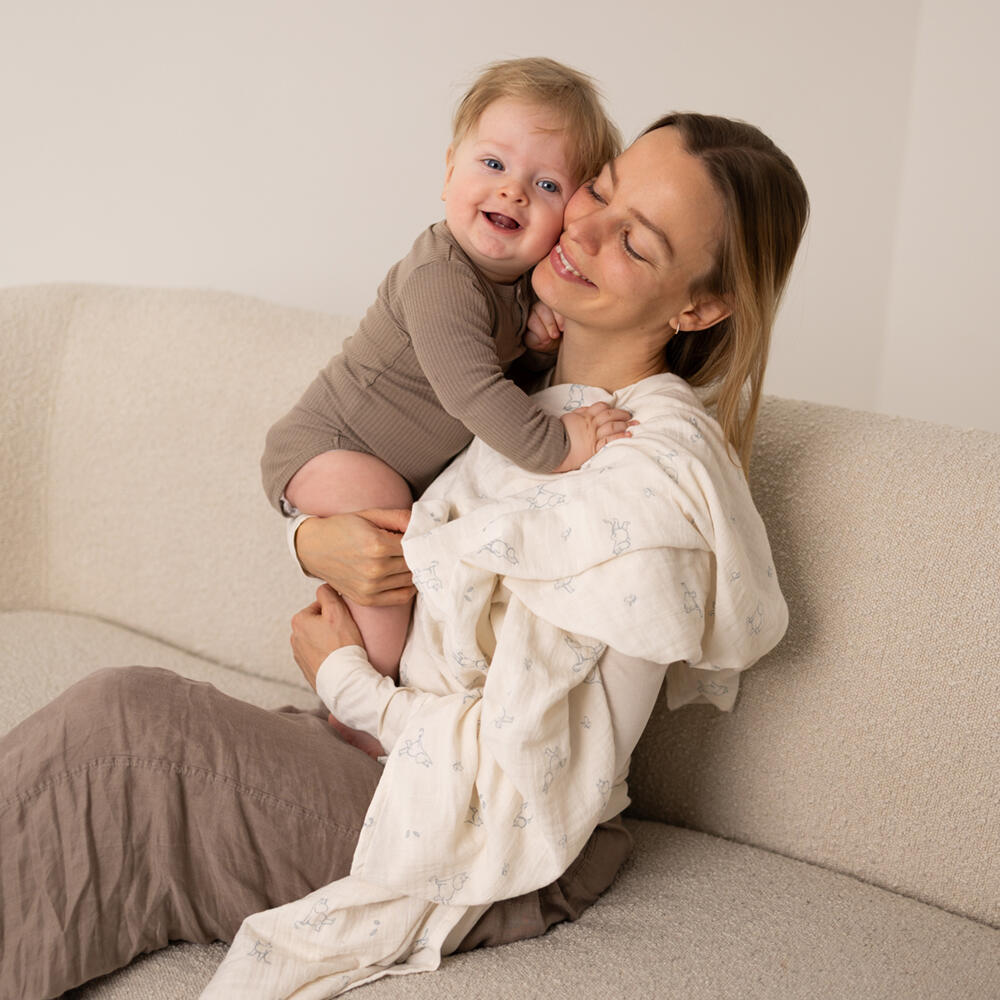 Mummi babyteppe blå, 120x120cm