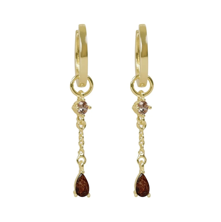 Trinity Chain Øreringer med zirkonia, Mix Champagne