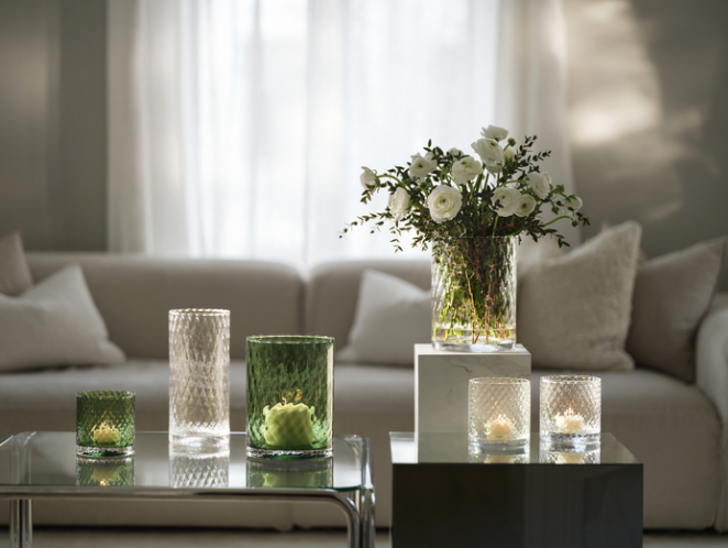 Harlekin Lykt/Vase 24cm, Grønn