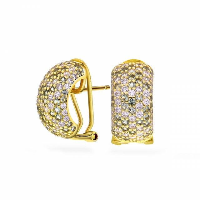 Øredobber i sølv med zirkonia, Hvit/lys grønn