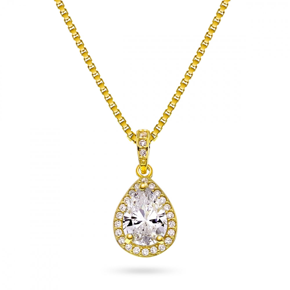 Smykke i forgylt sølv med zirkonia, Dråpe