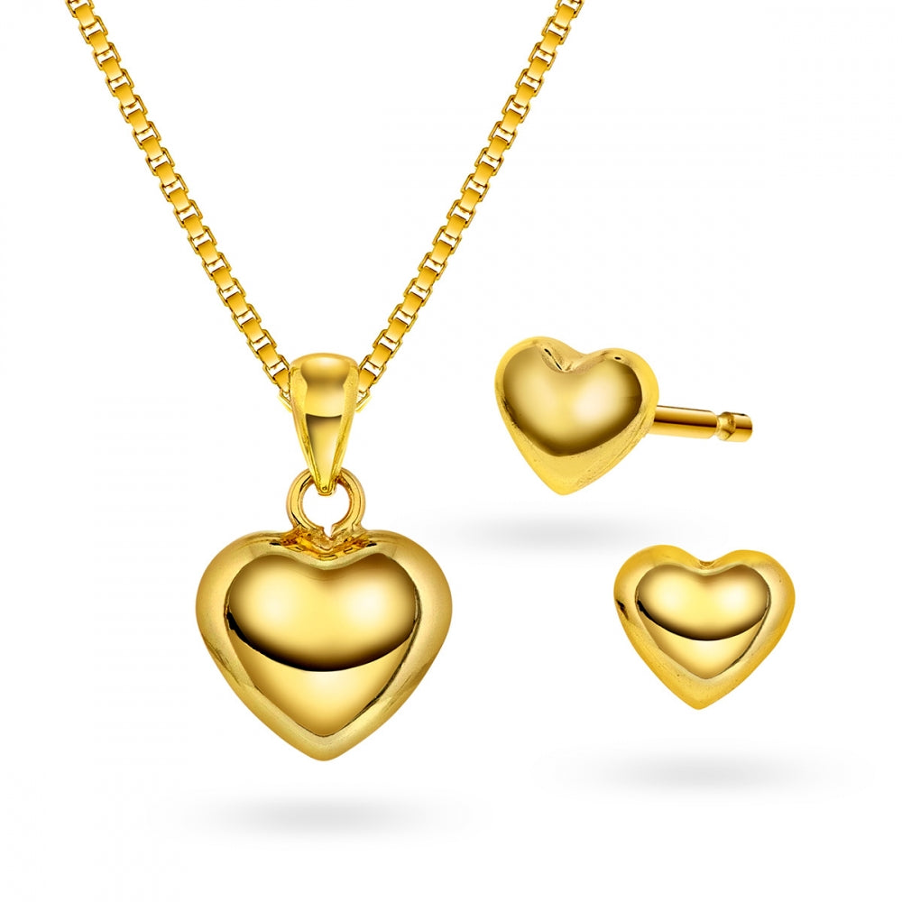 Smykkesett i forgylt sølv med hjerter