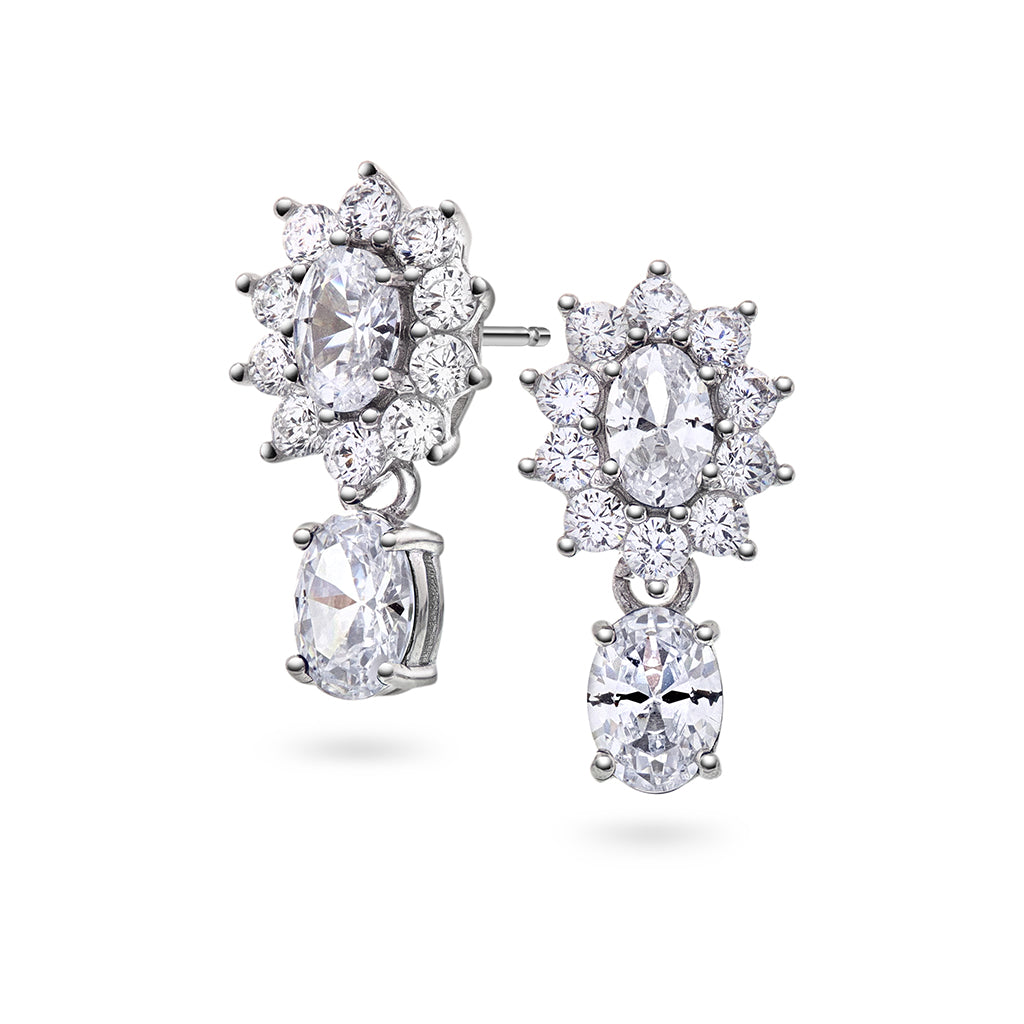 Royal øredobber i sølv med hvit sten