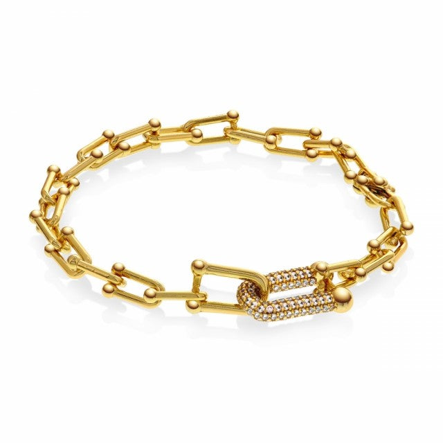 Armbånd i forgylt sølv med zirkonia