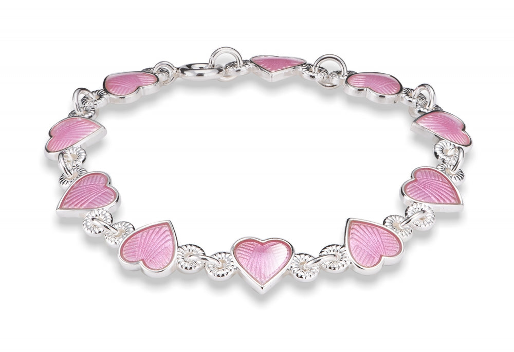 Helarmbånd i sølv, Rosa hjerter