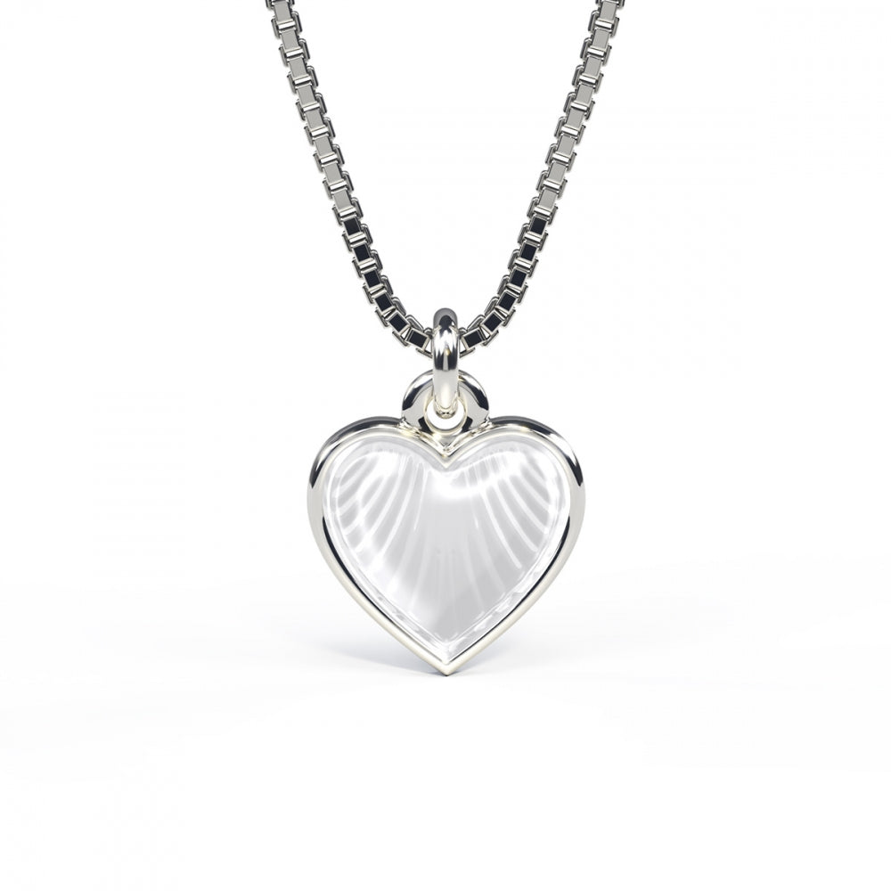 Halskjede i sølv 11 mm, Hvitt hjerte
