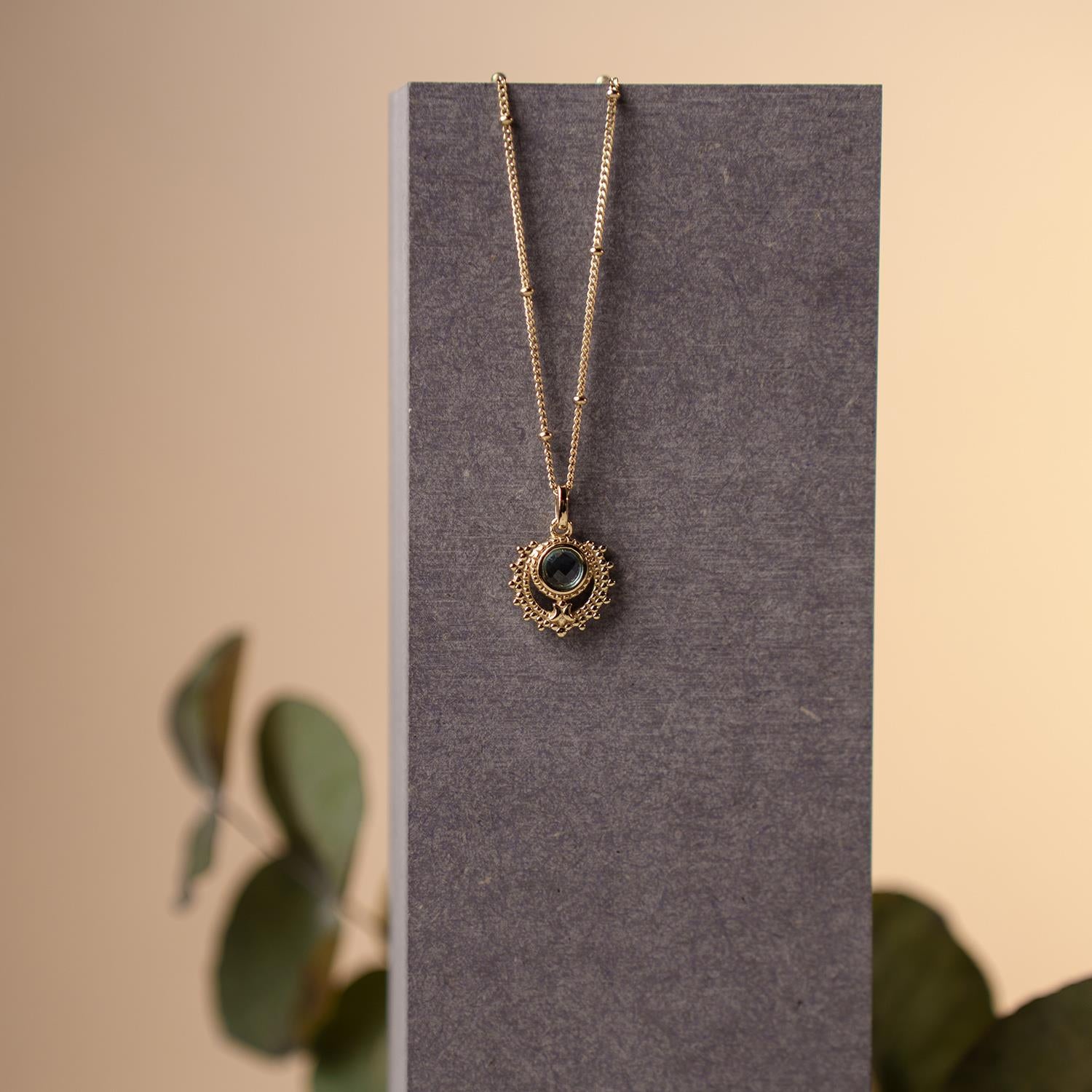 Føniks smykke i sølv med blå zirkonia