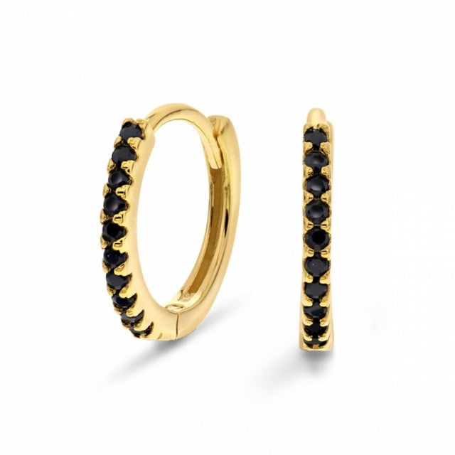 Øreringer i sølv med svart zirkonia