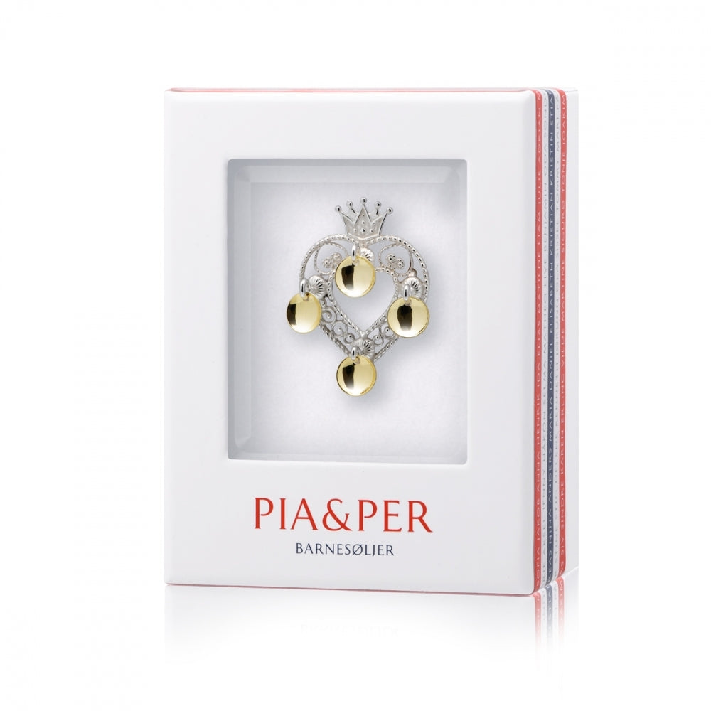 Pia & Per Prinsessesølje, hvit m/forgylte løv