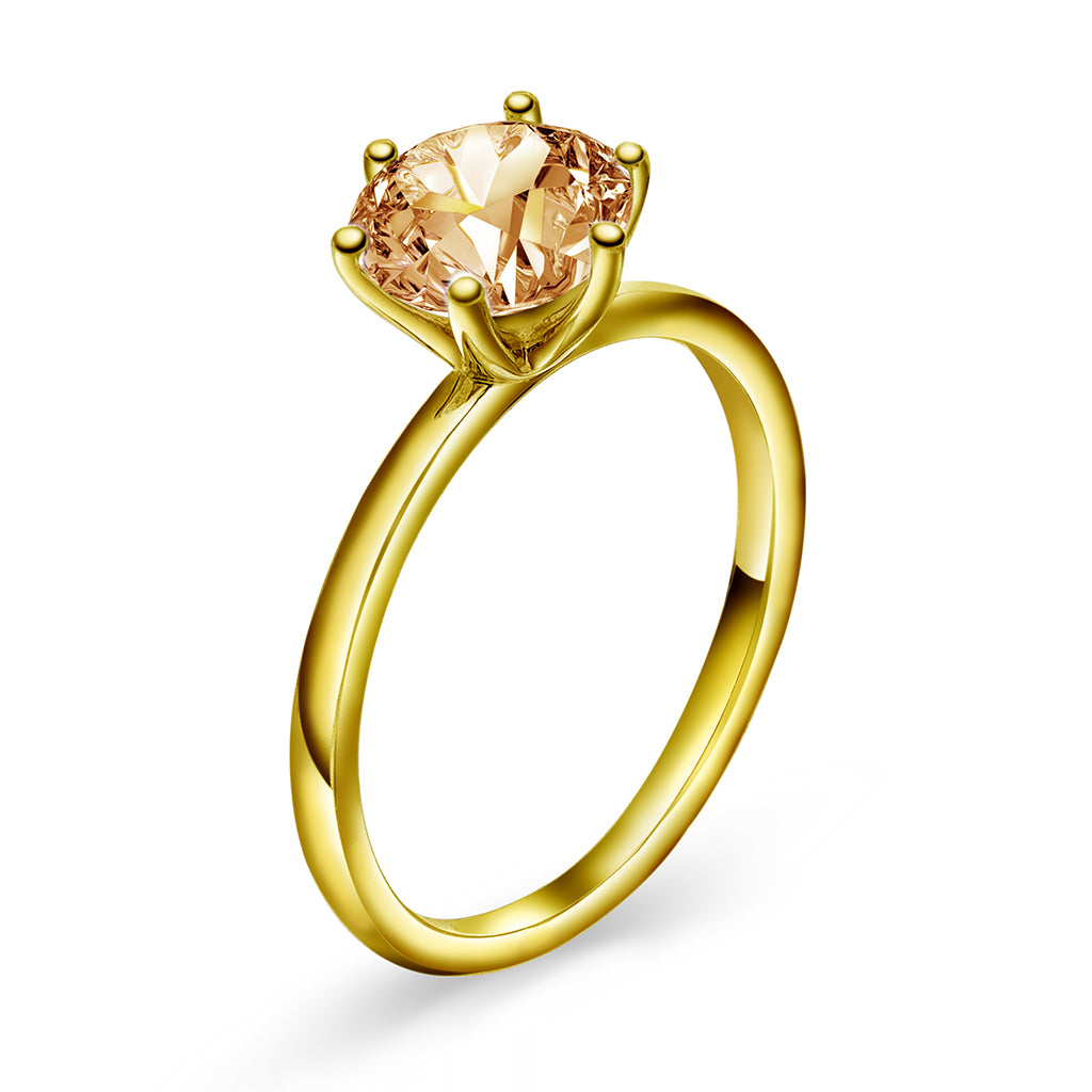 Chloe ring i forgylt sølv med champagnefarget zirkonia