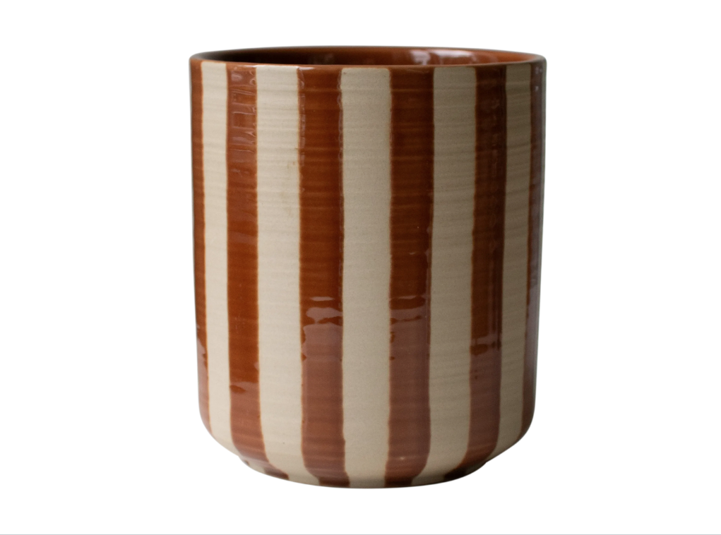 LINE POTTE 14X16 CM, STRIPE NOUGAT