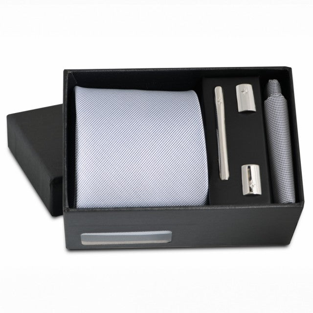 Gavesett i sølv, slipsnål + mansjettknapper