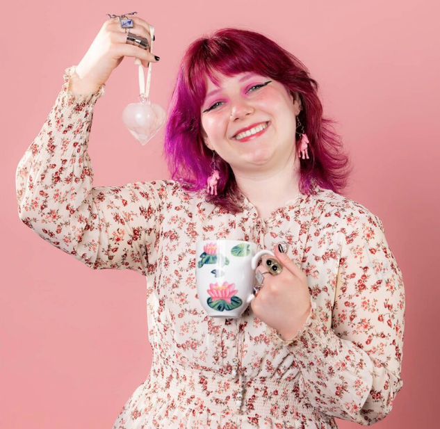 Rosa Sløyfe Hjerte M/silkebånd