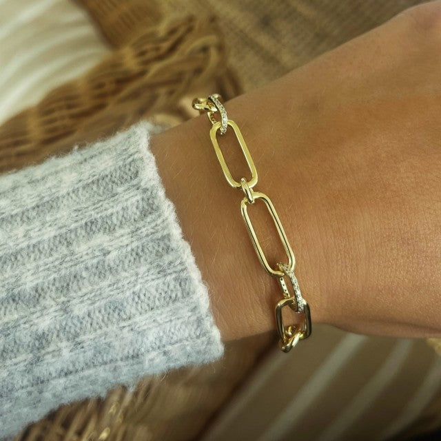 Armbånd i forgylt sølv med zirkonia