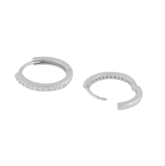 DUO SMALL FORSØLVET ØREDOBBER MED ZIRKONIA