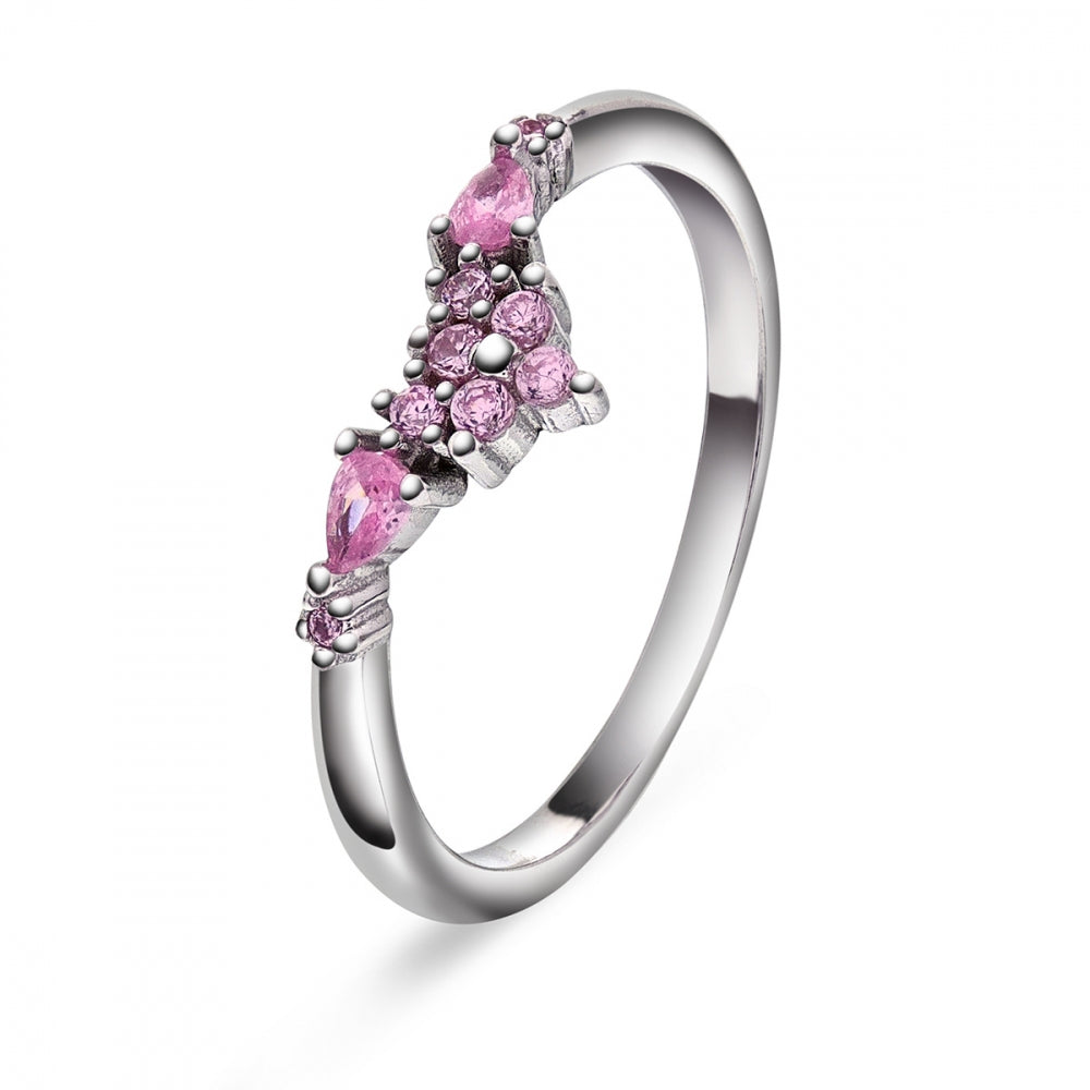 Ring i sølv med rosa zirkonia