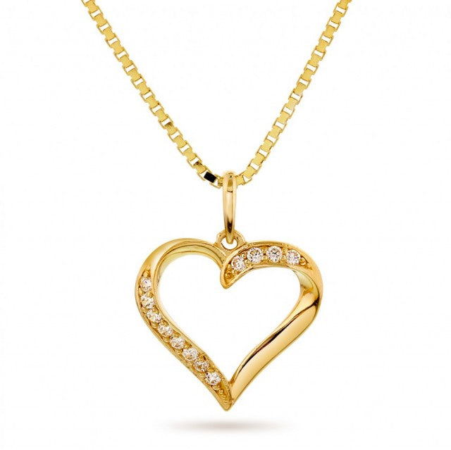 Smykke i gull med zirkonia, Hjerte