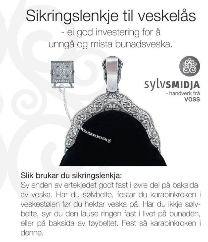 Sikkerhetslenke til bunadsveske, oksidert