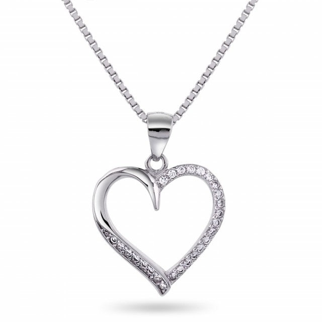 Smykke i sølv med zirkonia, Hjerte