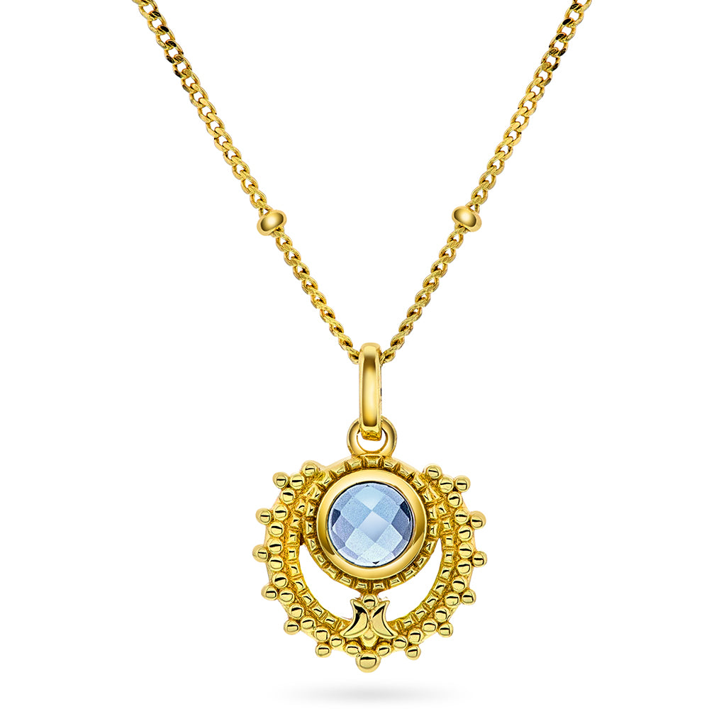 Føniks smykke i sølv med blå zirkonia