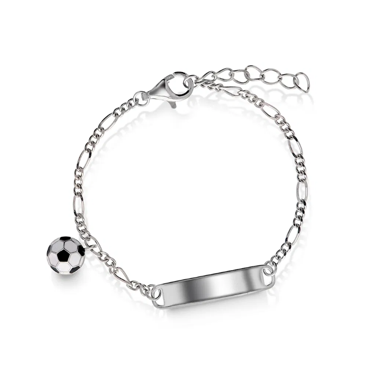 ID-ARMBÅND I SØLV MED FOTBALL