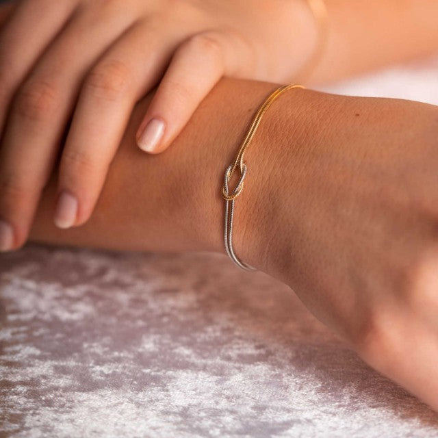 Unity armbånd i sølv, To-farget