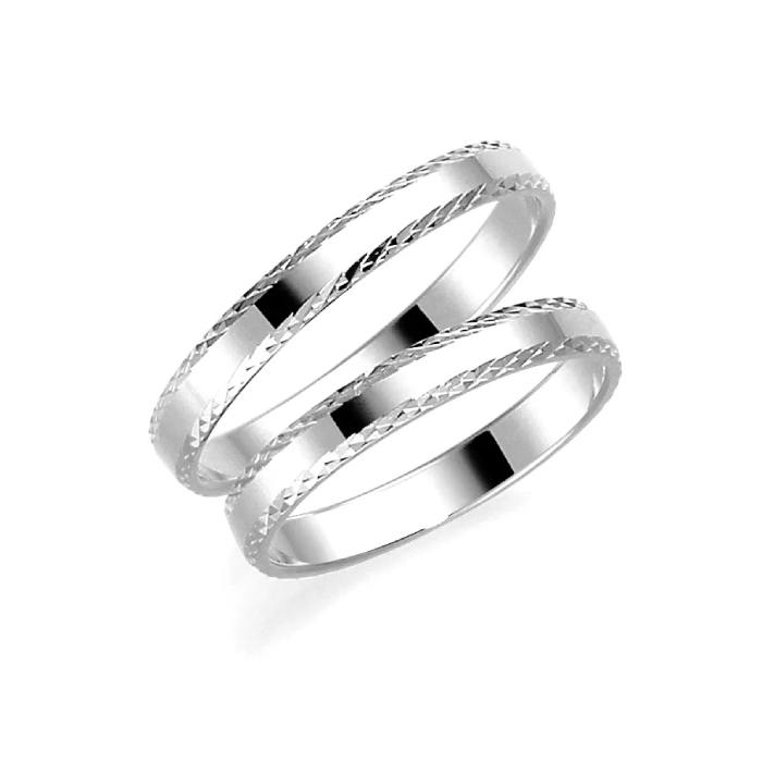 Siselert giftering i hvitt gull, 4 mm