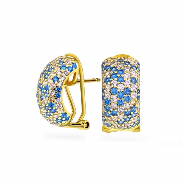 Øredobber i sølv med zirkonia, Hvit/blå