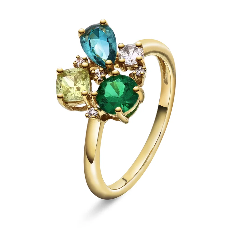 GLAM RING MED GRØNNE ZIRKONIA