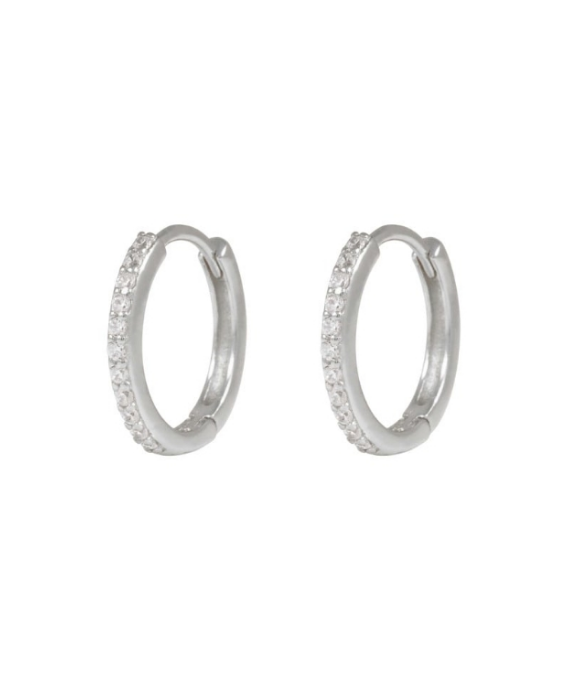 DUO SMALL FORSØLVET ØREDOBBER MED ZIRKONIA