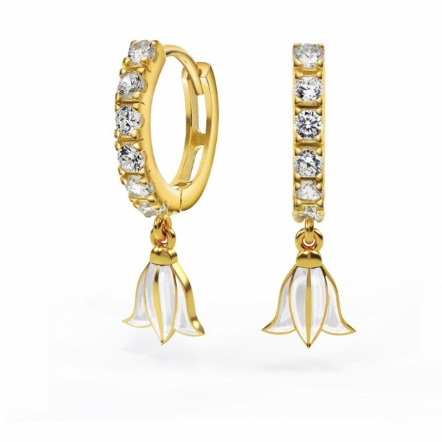 LIV Øreringer i forgylt sølv med zirkonia, Hvit Blåklokke