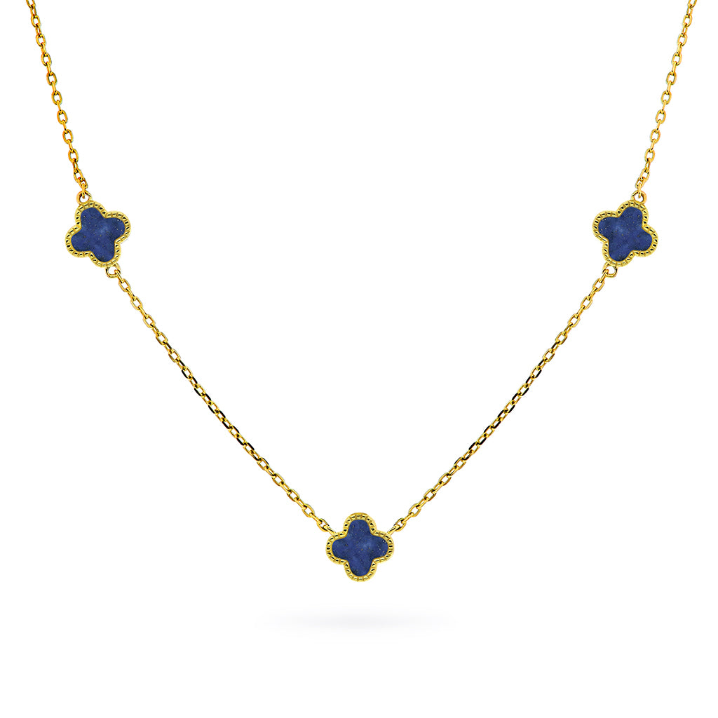 Halskjede i forgylt sølv, Havblå kløver