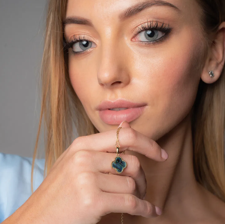 Smykke i sølv, Kløver abalone stor