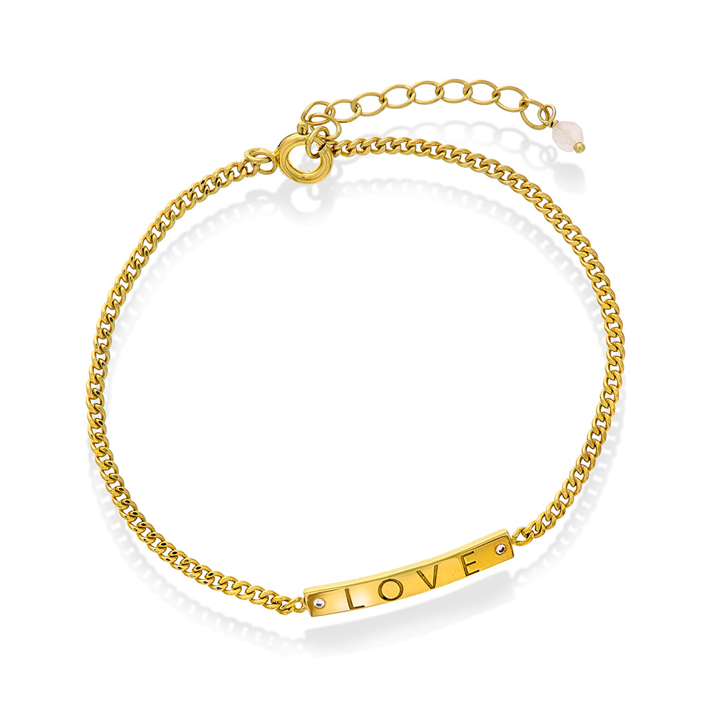 BELIEVE IN LOVE ARMBÅND MED ROSENKVARTS