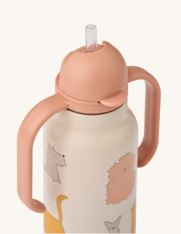 Kimmie Drikkeflaske m/håndtak 250ml, Cats and Dogs / Sandy