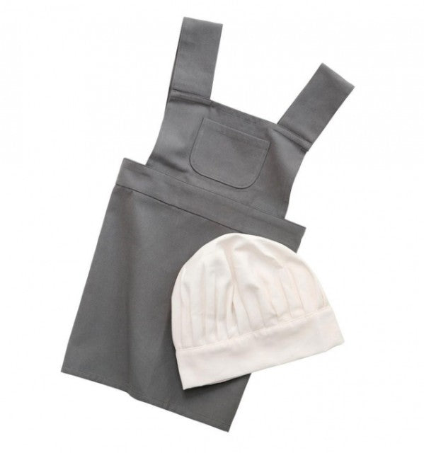 Forkle og kokkehatt til barn, Grå og Hvit