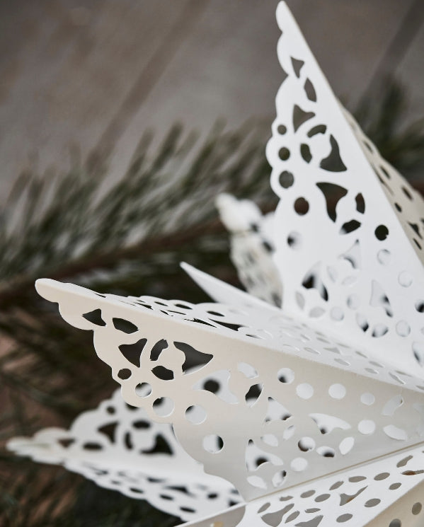 Clip Juletrestjerne i papir, Hvit