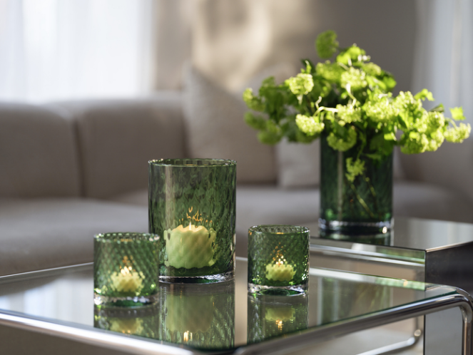 Harlekin Lykt/Vase 24cm, Grønn