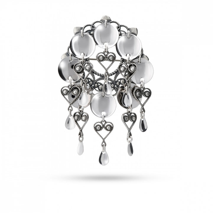 Solveig sølje med heng, oksidert