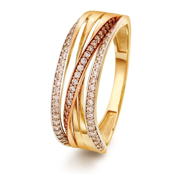 Ring i to-farget gull med zirkonia