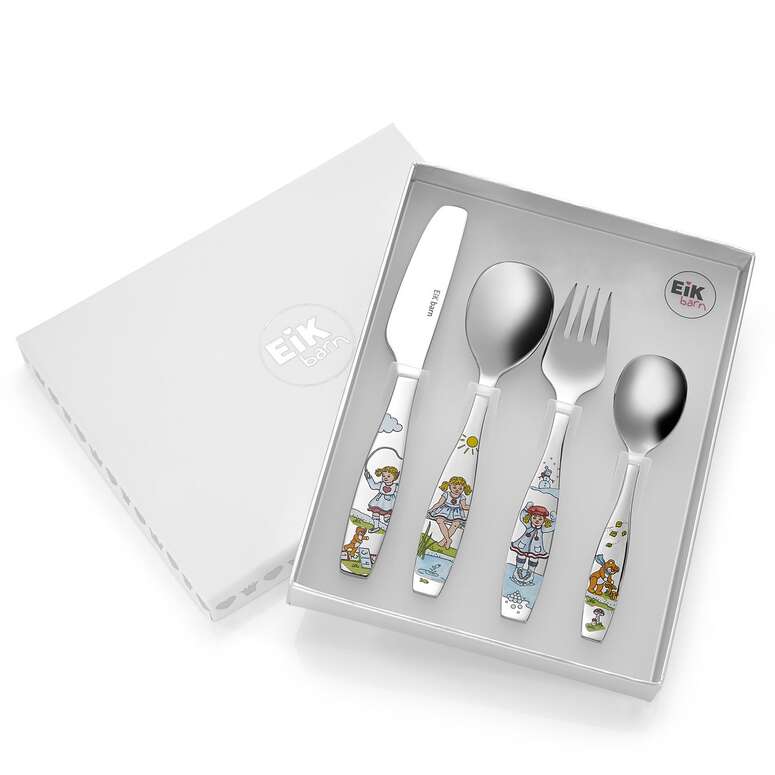 Hjertevenn stålbestikk pike, 4 deler