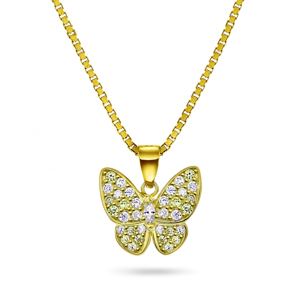 Smykke i forgylt sølv med gul sommerfugl