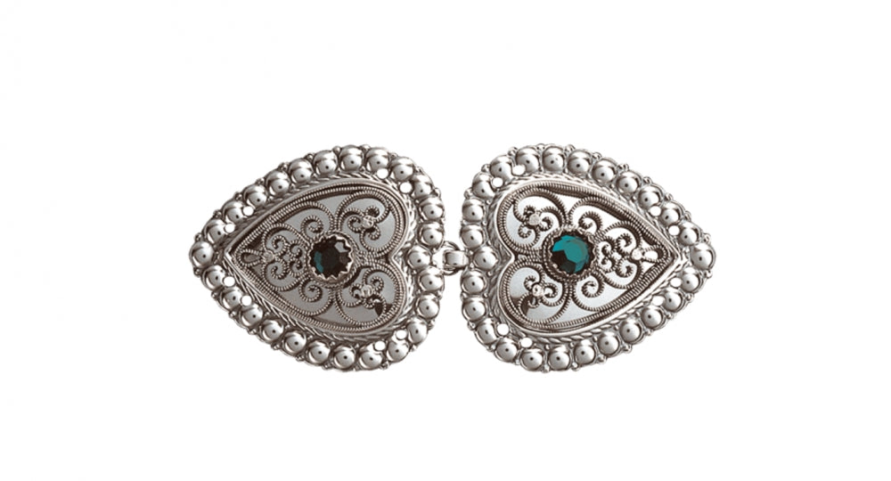 Fjordsylv Capespenne med grønn stein, oksidert