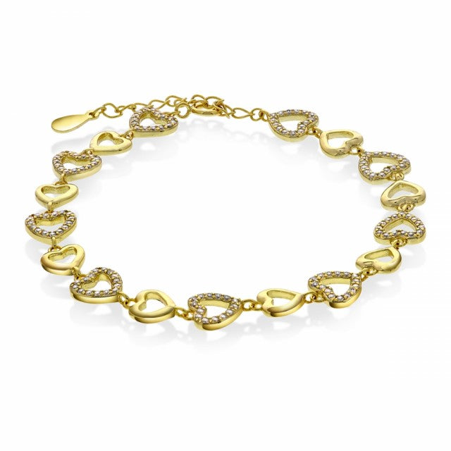Armbånd i forgylt sølv med hjerter