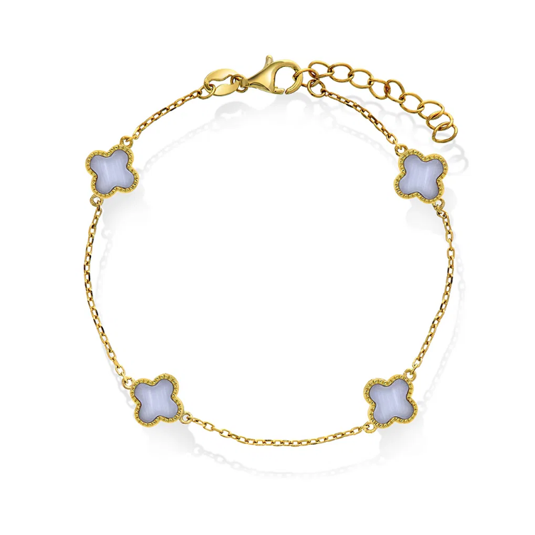 Armbånd i forgylt sølv, Gråblå kløver