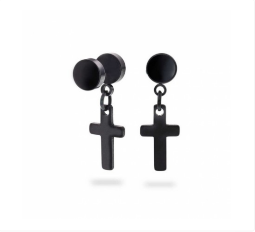 Alexander - Øredobber i stål, Svart Kors