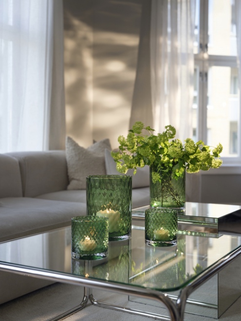 Harlekin Lykt/Vase 24cm, Grønn