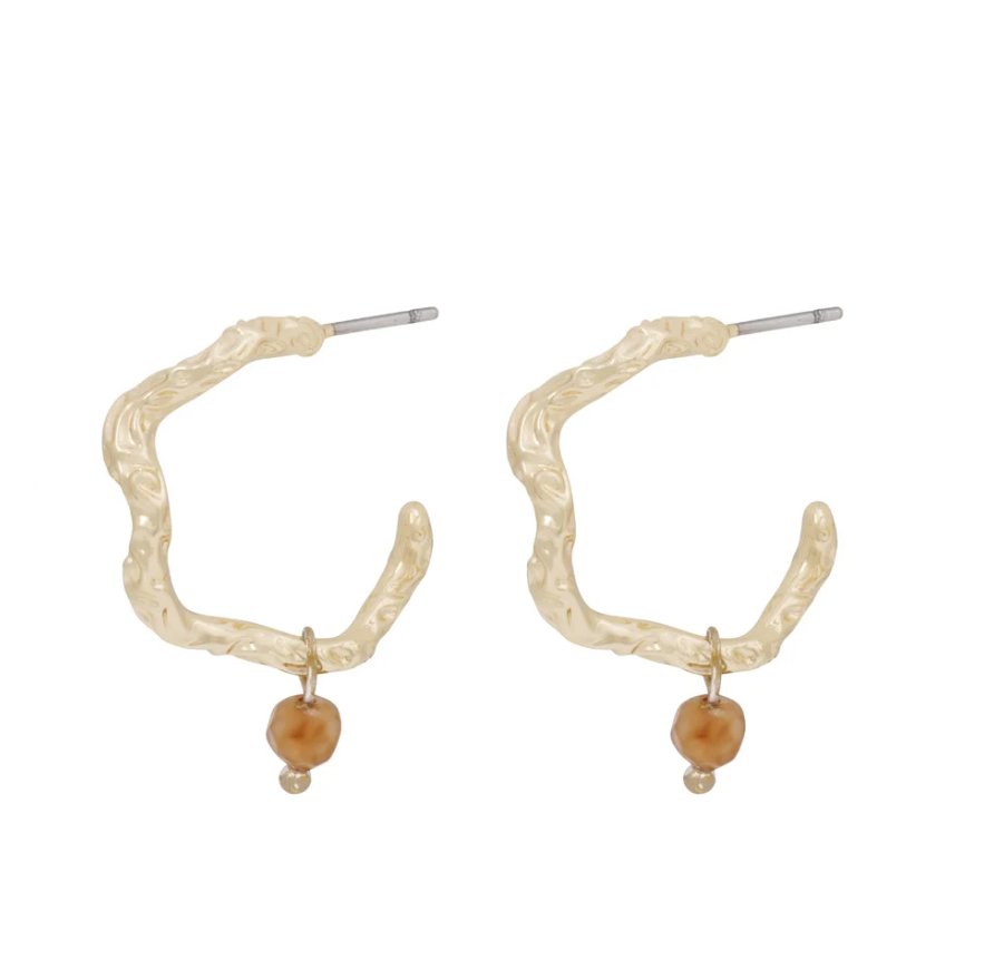 Cat pendant oval øreringer, brun