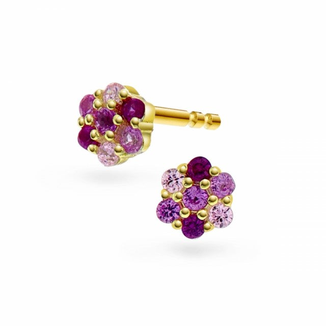 Øredobber i forgylt sølv med rosa zirkonia