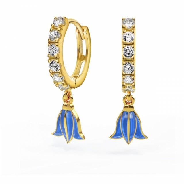 LIV Øreringer i forgylt sølv med zirkonia, Blåklokke